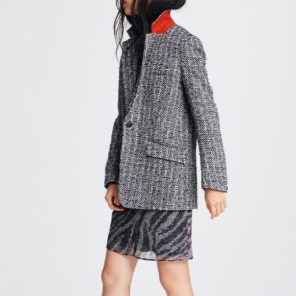 RAG & BONE Ames Linton Herringbone Wool Blend Tweed Blazer Size 6 - Picture 3 of 11